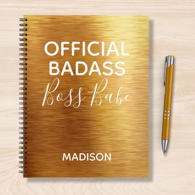 Carnet Badass officiel Boss Babe Chic Metallic Gold Nom (Créateur téléchargé)