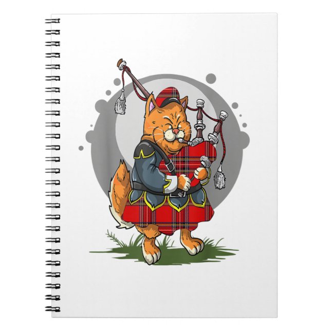Carnet Bagpipe Chat Jouer Bagpipes Musique écossaise Chat (Devant)