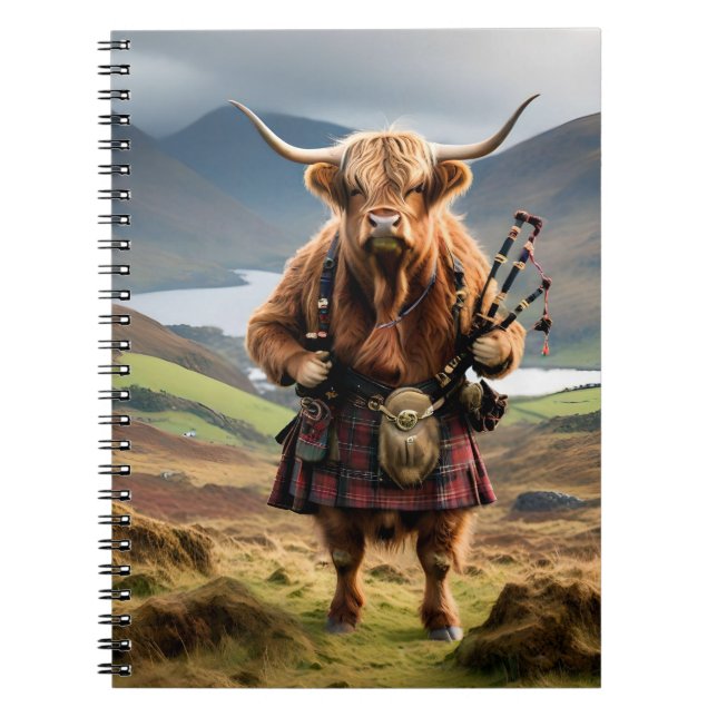 Carnet Bagpiper de vache écossaise Highland (Devant)