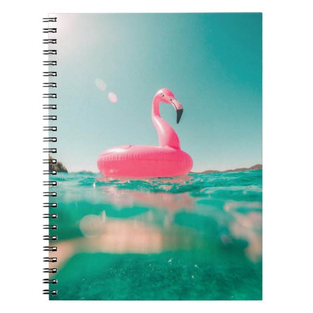 Carnet Bague de baignade rose flamingo sur le plan d'eau  (Devant)