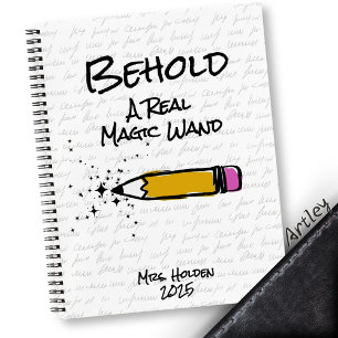 Carnet Baguette magique crayon mignon étincelle nom perso