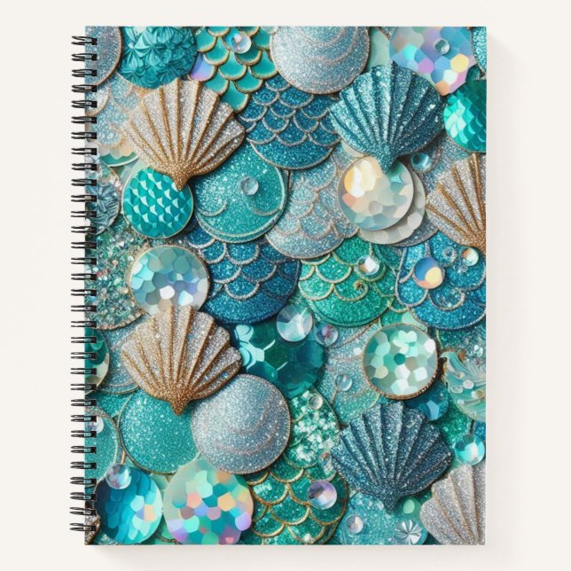 Carnet Balances Et Coquillages De Sirènes turquoises (Devant)