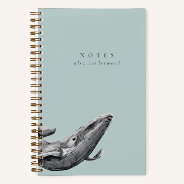 Carnet Baleine aquarelle moderne personnalisée (Recto)