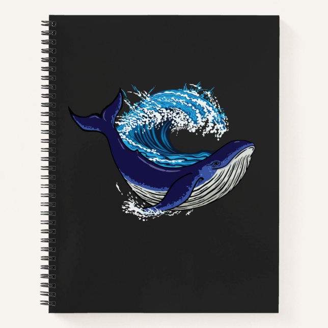 Carnet Baleine bleue et vague (Devant)