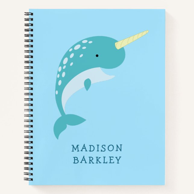 Carnet Baleine mignonne enfant de narval (Devant)
