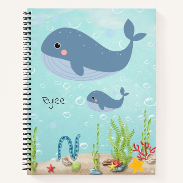Carnet Baleines colorées Custom Kids School (Devant)