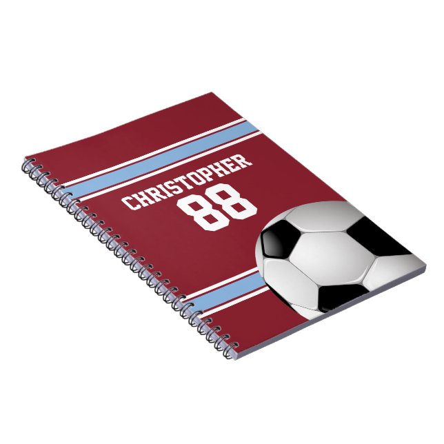 Carnet Balle de soccer Jersey Claret Blue Stripes (Côté Droit)
