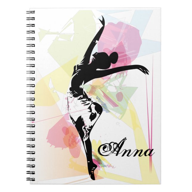 Carnet Ballerina silhouette coloré nom personnalisable (Devant)