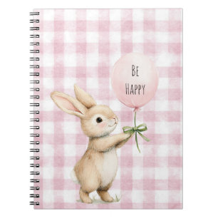 Carnet Ballon Être Heureux Lapin Rayures Roses