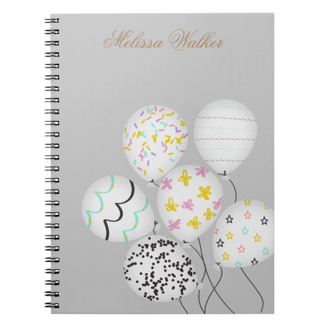 Carnet ballons colorés mignon monogramme (Devant)