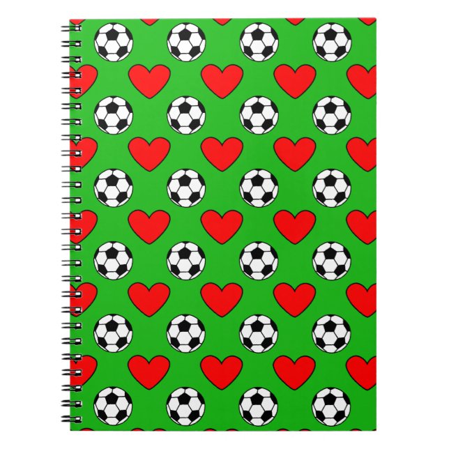 Carnet Ballons De Football Et Coeurs Rouges Dessin (Devant)