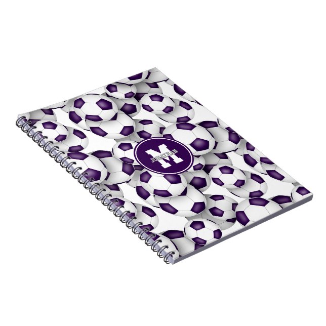 Carnet ballons de football violet motifs enfants sports (Côté Droit)