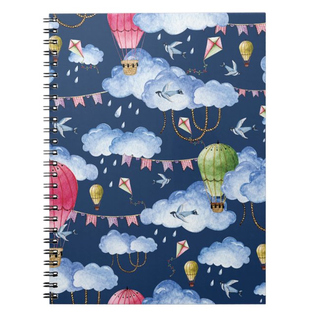 Carnet Ballons Whimsical : Motif de nuage d'aquarelle (Devant)