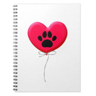 Carnet Balloon en forme de coeur avec Empreinte de patte
