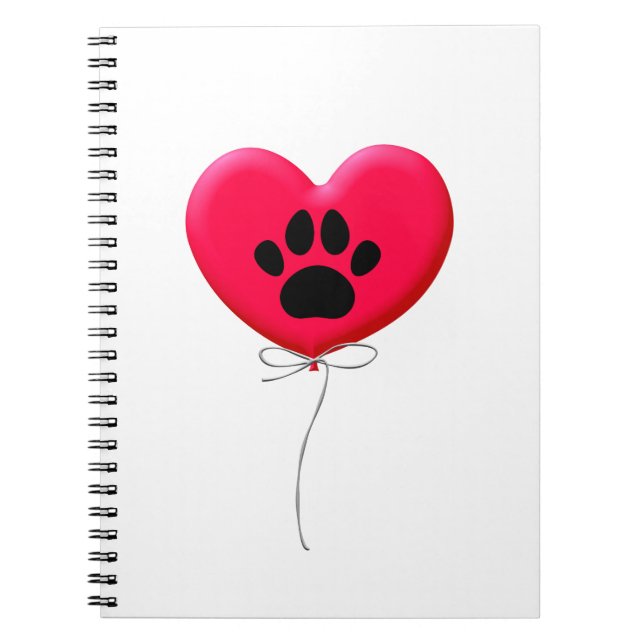 Carnet Balloon en forme de coeur avec Empreinte de patte  (Devant)