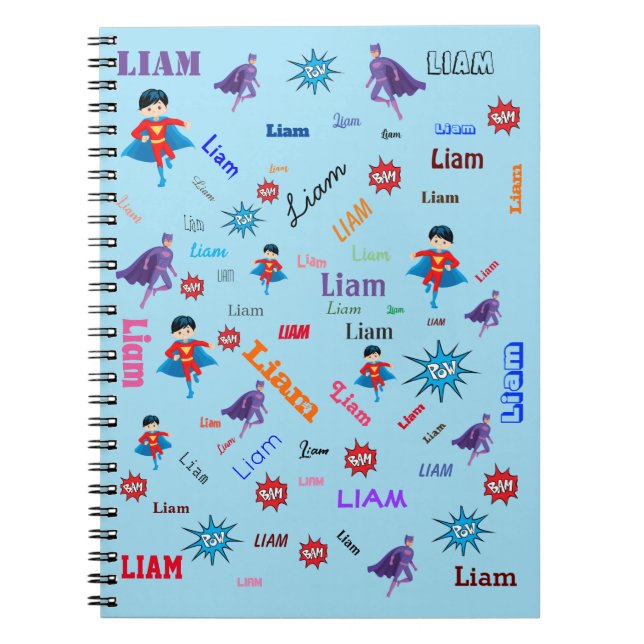 Carnet Bam Pow Superhero Mot Cloud Nom Collage (Devant)