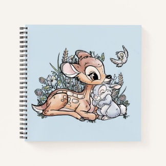 Carnet Bambi & Thumper Assis Dans Les Fleurs