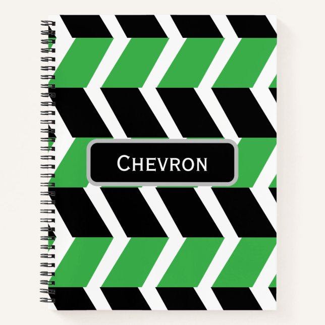Carnet Bande de Chevron Vert Noir Personnalisée (Devant)