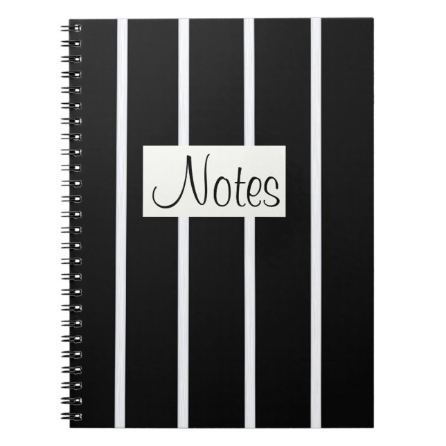 Carnet Bandes blanches peintes sur noir (Devant)