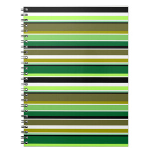 Carnet Bandes blanches vert mignonne