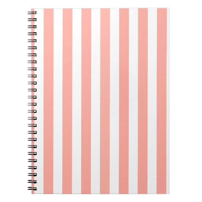 Carnet Bandes de bonbons corail et blanc (Devant)