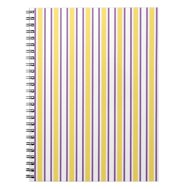 Carnet Bandes de bonbons jaunes, violets et blancs (Devant)