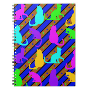 Carnet Bandes de chats colorés et art animal à petits poi
