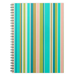 Carnet Bandes de pêche et turquoise roses rétro-verticale