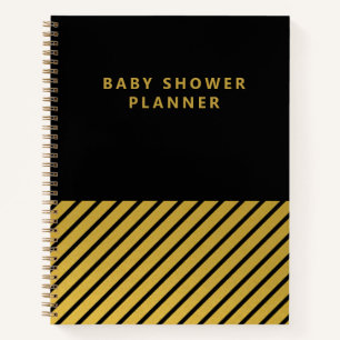 Carnet Bandes d'huile d'or noir Planner de Baby shower mo