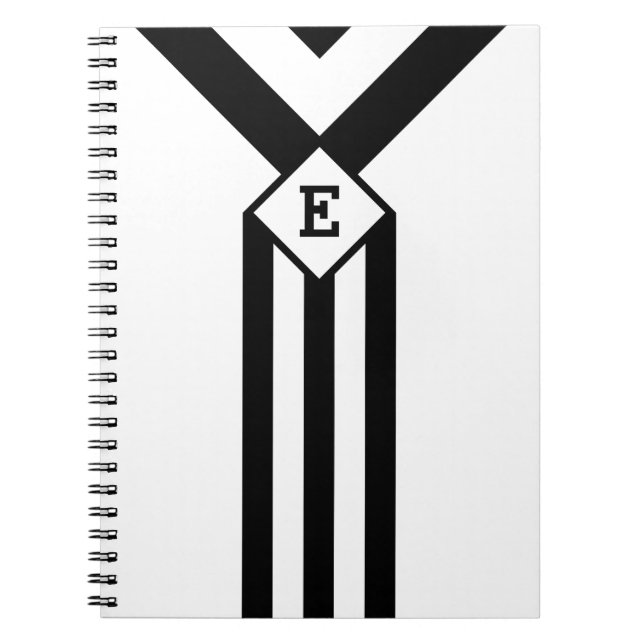 Carnet Bandes noires et Chevrons avec Monogramme sur blan (Devant)