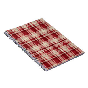 Carnet Bandes Plaid Crème Rouge