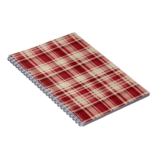 Carnet Bandes Plaid Crème Rouge (Côté Droit)