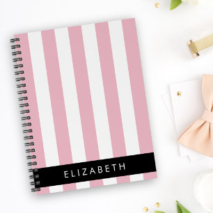 Carnet Bandes Roses, Motif Gratté, Lignes, Votre Nom