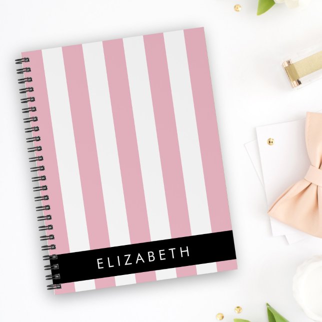 Carnet Bandes Roses, Motif Gratté, Lignes, Votre Nom (Créateur téléchargé)