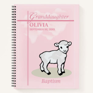 Carnet Baptême de la petite-fille Pink Girl Lamb Nom et d