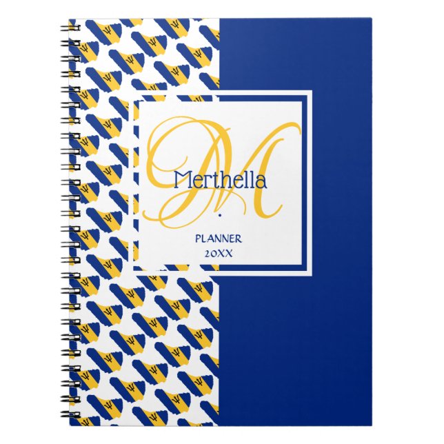 Carnet BARBADOS Drapeau Personnalisé Monogramme Ajouter V (Devant)