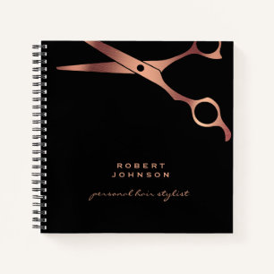 Carnet Barber Stylist Ciseaux en cuivre noir de luxe