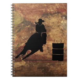 Carnet Barrel Racing Girl Silhouette on a Grunge Texture