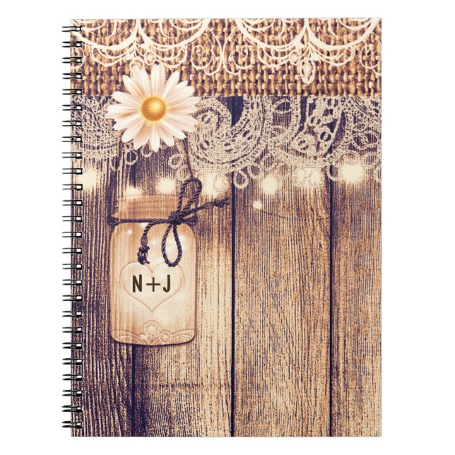 Carnet Barres de Mason éclairées rustiques Daisies & dent (Devant)