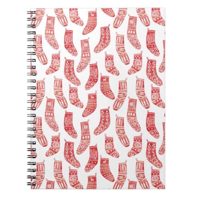 Carnet Bas nordiques rouge et blanc (Devant)