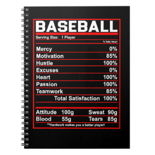 Carnet Baseball Baseball Nutrition Facts Entraîneur Ou J