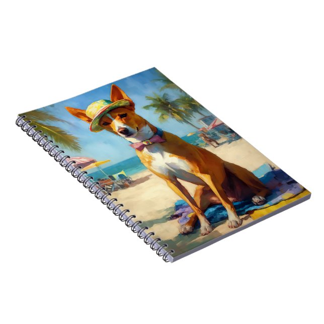 Carnet Basenji sur la plage, cadeau d'été pour les amoure (Côté Droit)
