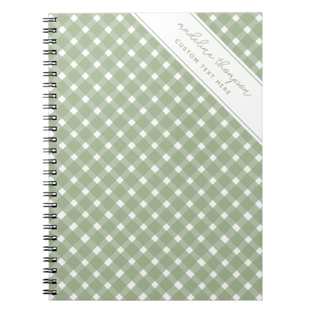 Carnet Basic Gingham Sage Green Spiral (Devant)