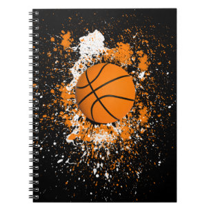 Carnet Basketball Grunge Paint Splatz Orange Black Cool