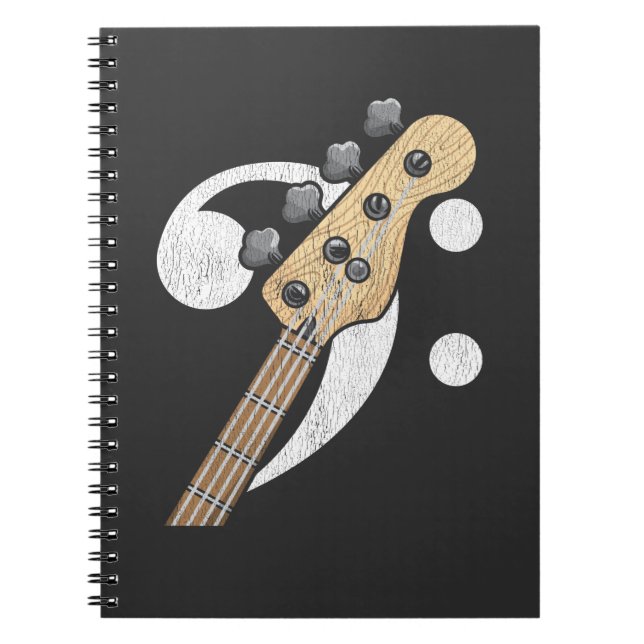 Carnet Basse Clef Guitare Basse Lecteur Musicien (Devant)