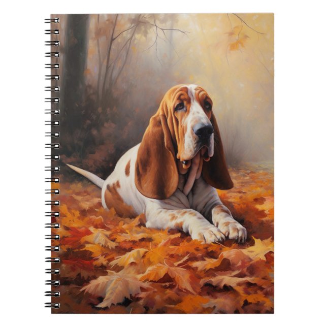 Carnet Basset Hound à l'automne Leaves automne Inspire (Devant)