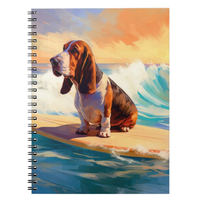 Carnet Basset Hound Beach Surf Peinture (Devant)