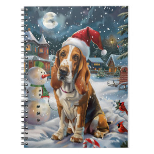 Carnet Basset Hound Chien Hiver Merveilleux Noël Joie
