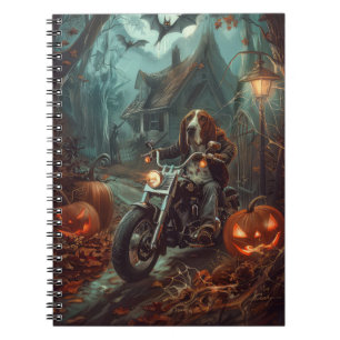 Carnet Basset Hound équitation moto Halloween effrayant