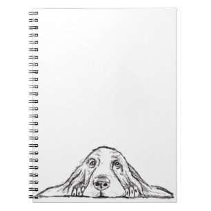 Carnet basset hound noir blanc yeux de chiot simple
